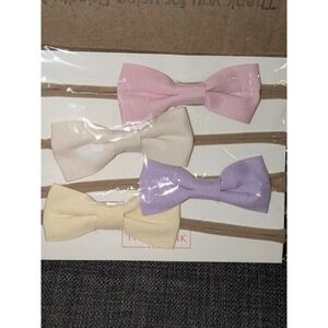 Think Pink Bows Baby Headbands Set 4 Pastel Colors Infant‎ Hair Accessories NIP